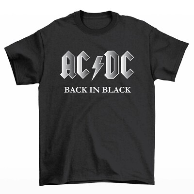 AC/DC Mens T-Shirt Inspired Logo Rock Band Cotton Crew Neck Tee Shirt