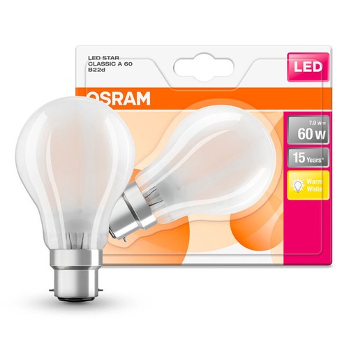 2 x Osram LED Filament Birnen A60 7W = 60W B22d matt Lampen 806lm warmweiß 2700K - Bild 2 von 5