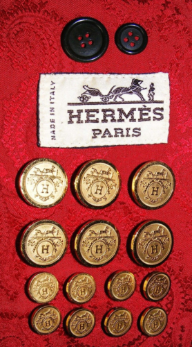 VTG HERMES PARIS SIGNATURE H LOGO DB BUTTON SET 6 - 20.8MM / 8 - 13.6MM BLAZER