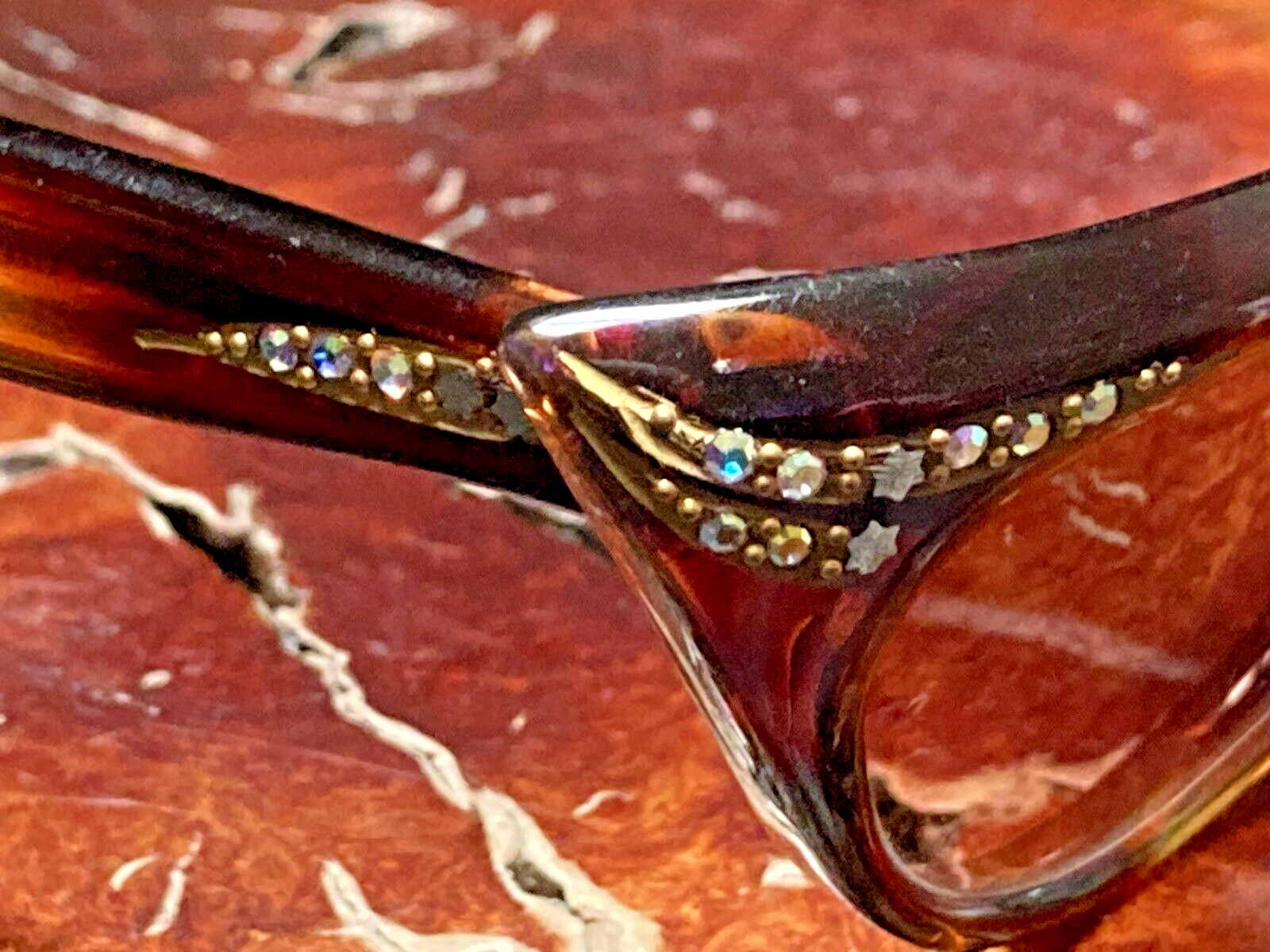 Vintage 50s France Swank Tortoise Shell Rhineston… - image 6