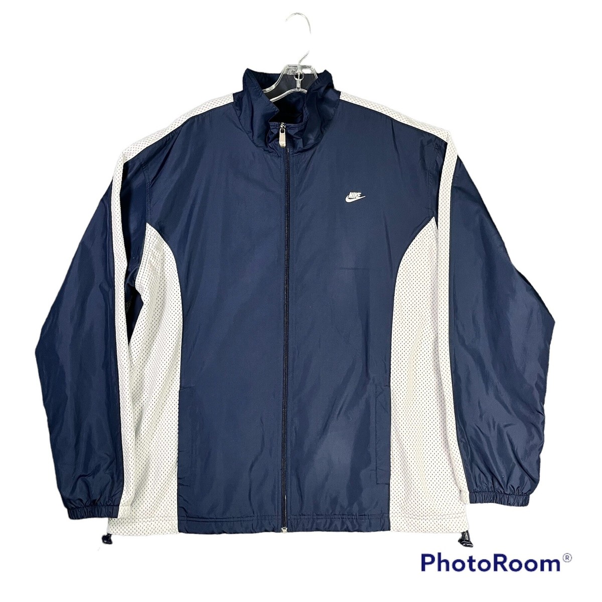Nike Full Zip Windbreaker Men's XXLarge Track Jacket Lined Navy