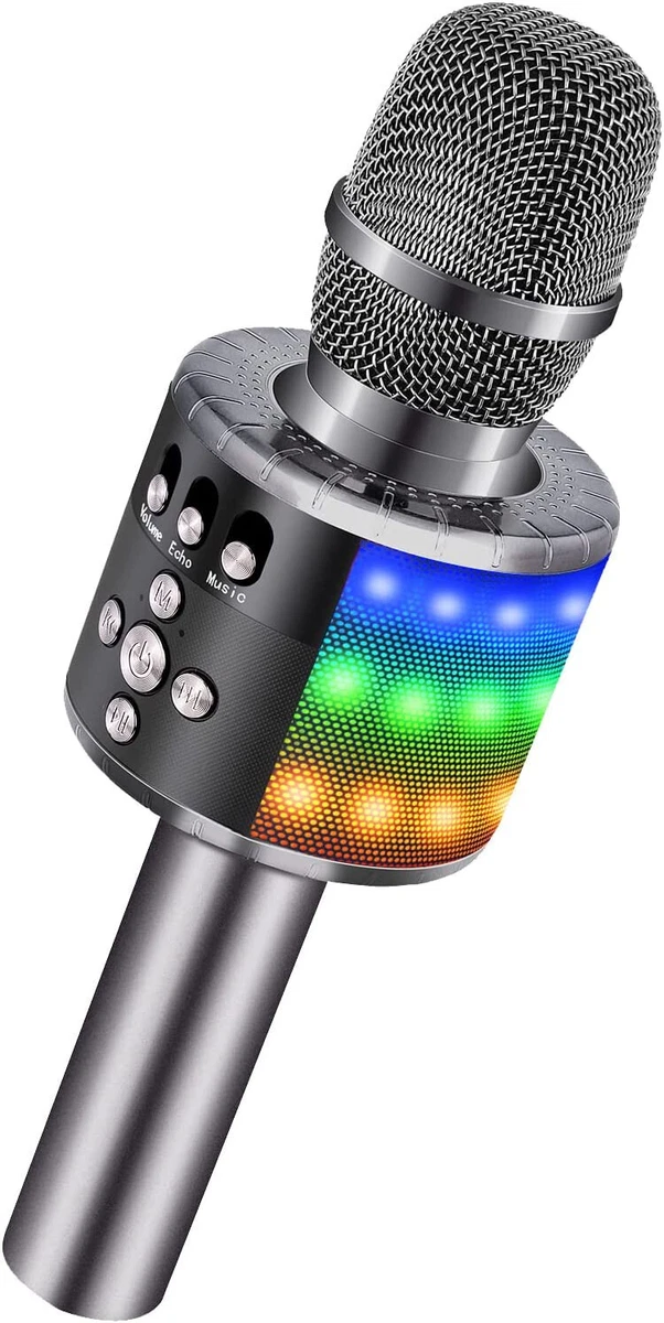 Bonaok wireless bluetooth karaoke microphone with controllable led lights hot sale