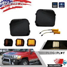 Black Lens Dynamic SWITCHBACK LED DRL Turn Signal Lights For 2006-2010 Hummer H3