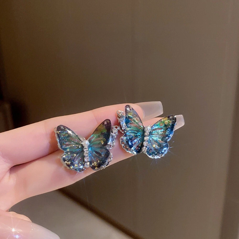 Butterfly earrings blue deals