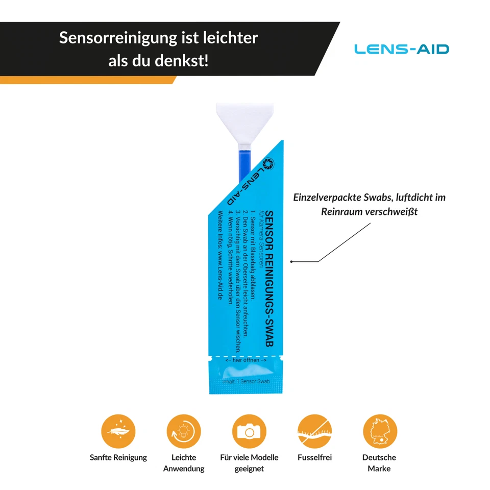 12x Lens-Aid Sensor Cleaning Swabs für Vollformat, APS-C, MFT - Bild 4 von 4
