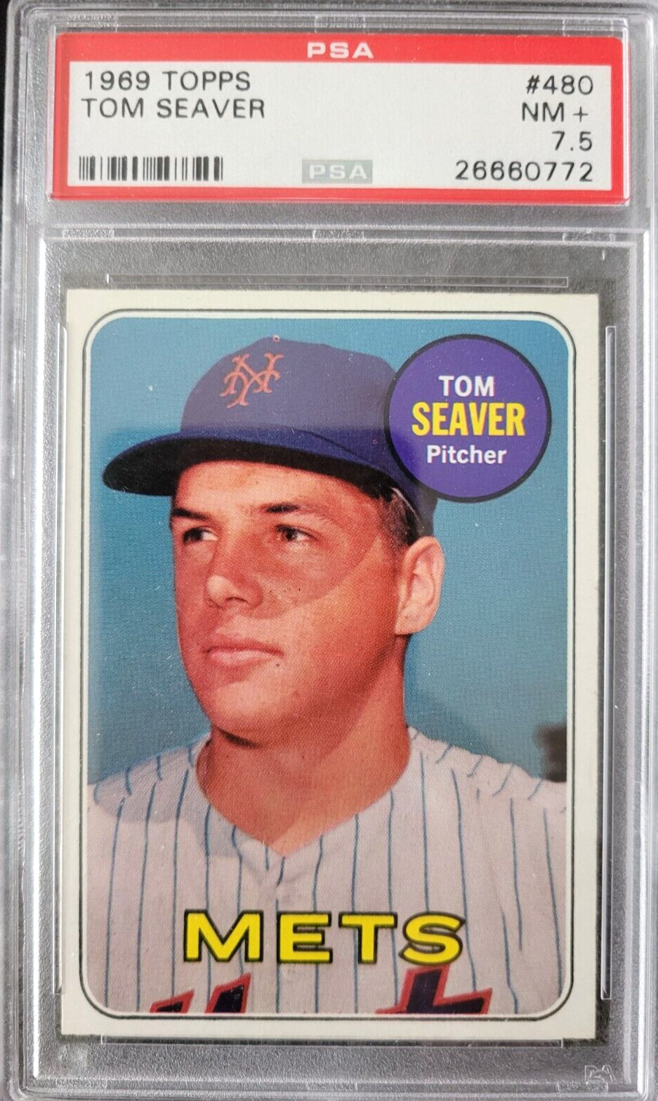 1969 Topps Baseball Tom Seaver HOF#480 New York Mets PSA 7.5  NM+