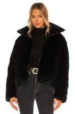 Apparis Billie Noir (black Velvet Faux Fur Jacket) Coat