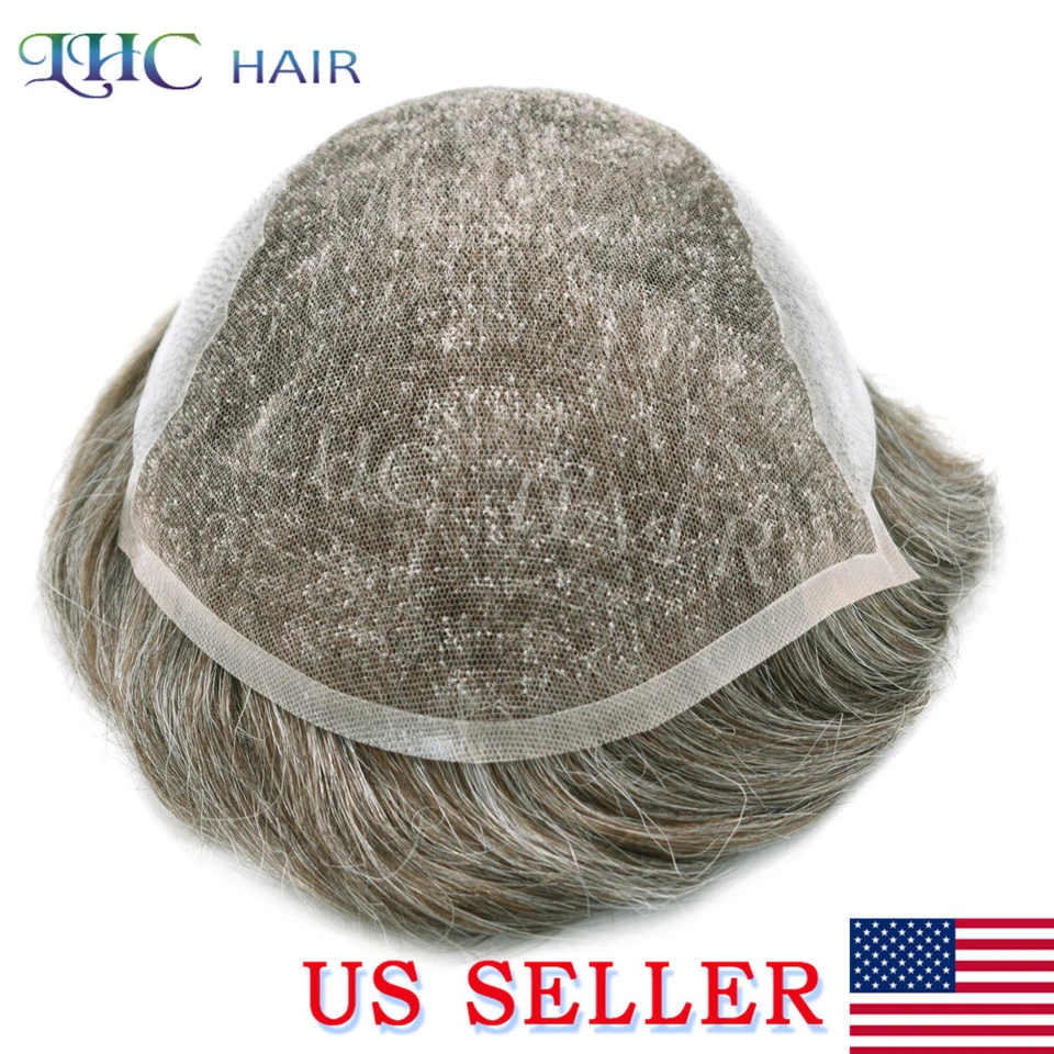 Pieza de cabello de polietileno transpirable frontal de encaje francés cabello humano toupee para hombre Foto 4 de 4