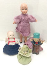 Lotto-4 figurine bambola vintage Tatopuf Giappone ragazzo olandese penny bambini vestiti all'uncinetto 