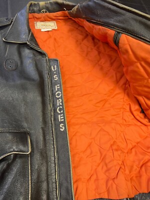 Vintage US Forces Military Lee Trevor Leather Jacket Adult Size XL
