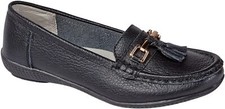 Jo & Joe Ladies Leather Nautical Loafers Flat Slip-on Shoes Cushioned Insole 3-8