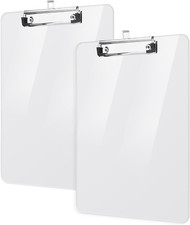 2 Pack Plastic Clipboards, A4 Acrylic Clear Board 8.5X11 for Classroom, Students