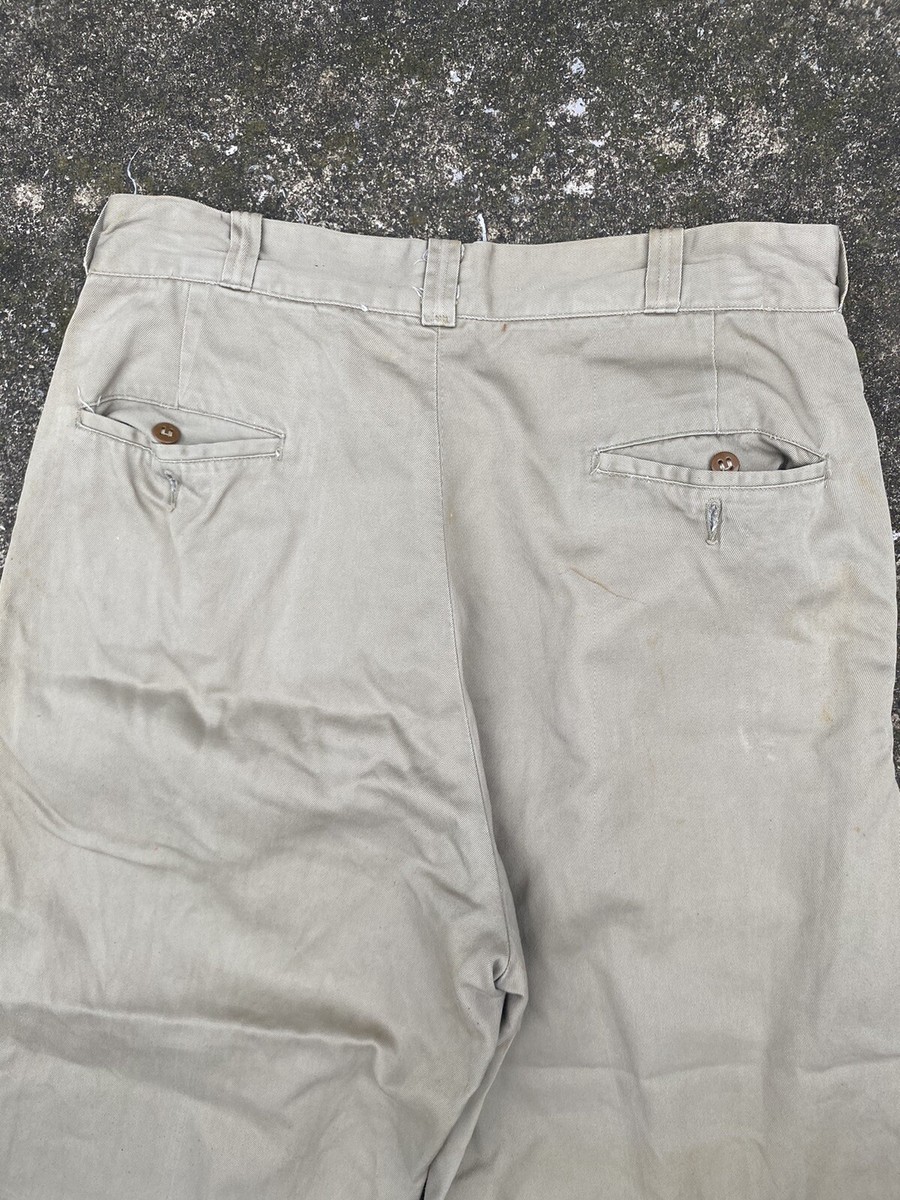 Vintage 40s WWII Army Military Stencil Khaki Chino Button