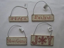 Merry Christmas Word Ornaments Believe Peace Joy NEW Primitives by Kathy 36072