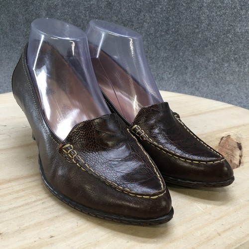 Sofft Shoes Womens 7.5 M Loafers Crocodile Embossed Heels 1011775 Brown Leather - Picture 3 of 17