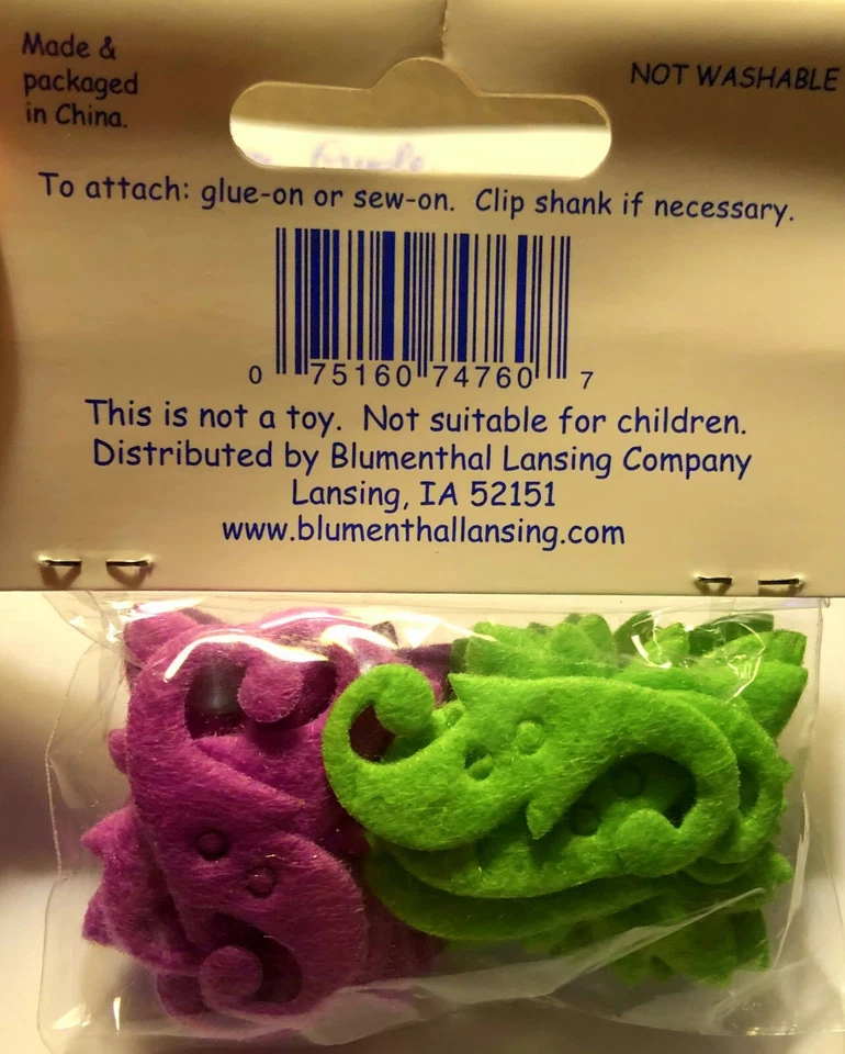 Pack of 15 Large Purple & Green Felt Sew-through Buttons 2 Shapes See Pics 9914 - Image 2 of 2