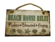 Beach Decor Wood SIGN Relax Unwind Enjoy Plaque BBB 9.5” X  5.75” Patio Lanai