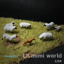 1/64 Dog &7pcs Sheep Scene Props Miniatures Figures Model For Cars Vehicles Toys
