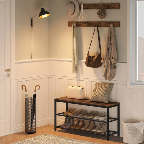 Garderobenständer mit Sitzbank Garderobe Schuhregal Set Schuhbank EBF07MT01 - Bild 6 von 8