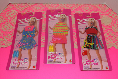 BARBIE GREAT WEEKEND (3) FASHION SETS MATTEL 1993 #68014 NRFP NOS