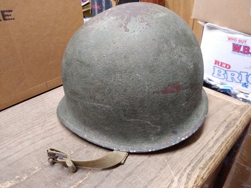 Casco de Combate M1 Ejército de los Estados Unidos Segunda Guerra Mundial MSA Tigre Rayas Forro Suspensión Mentón Correa - Imagen 3 de 24