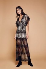 Free People Night Whispers Lace Maxi Dress, Black, UK 10, RRP $400