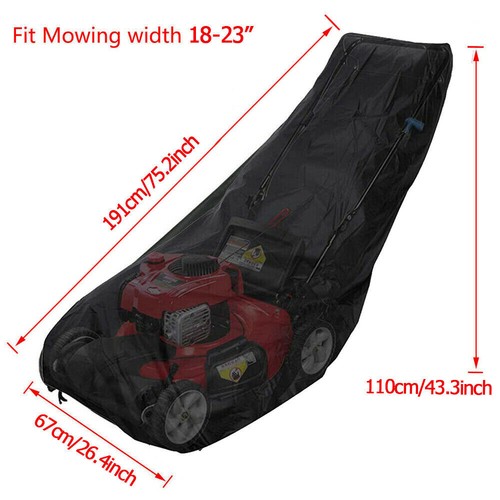 Black Universal Waterproof Lawn Mower Cover Outdoor UV Protector for Push Mowers - Picture 2 of 10