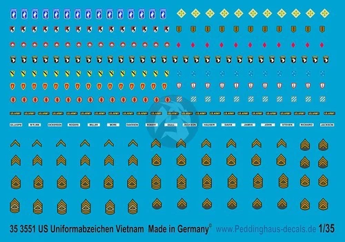 Peddinghaus 1/35 Amerykańskie naszywki mundurowe, dywizje i stopnie, wojna w Wietnamie 3551 – Zdjęcie 1 z 1