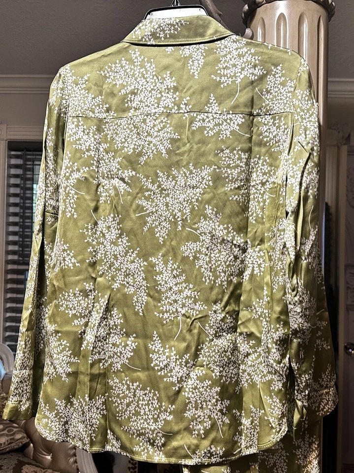 Conjunto Pantalón Rebecca Taylor Talla M Verde Blanco Floral Talla M Foto 3 de 4