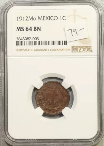 1912-Mo Mexico 1 Centavo NGC MS64BN Choice UNC #2-003