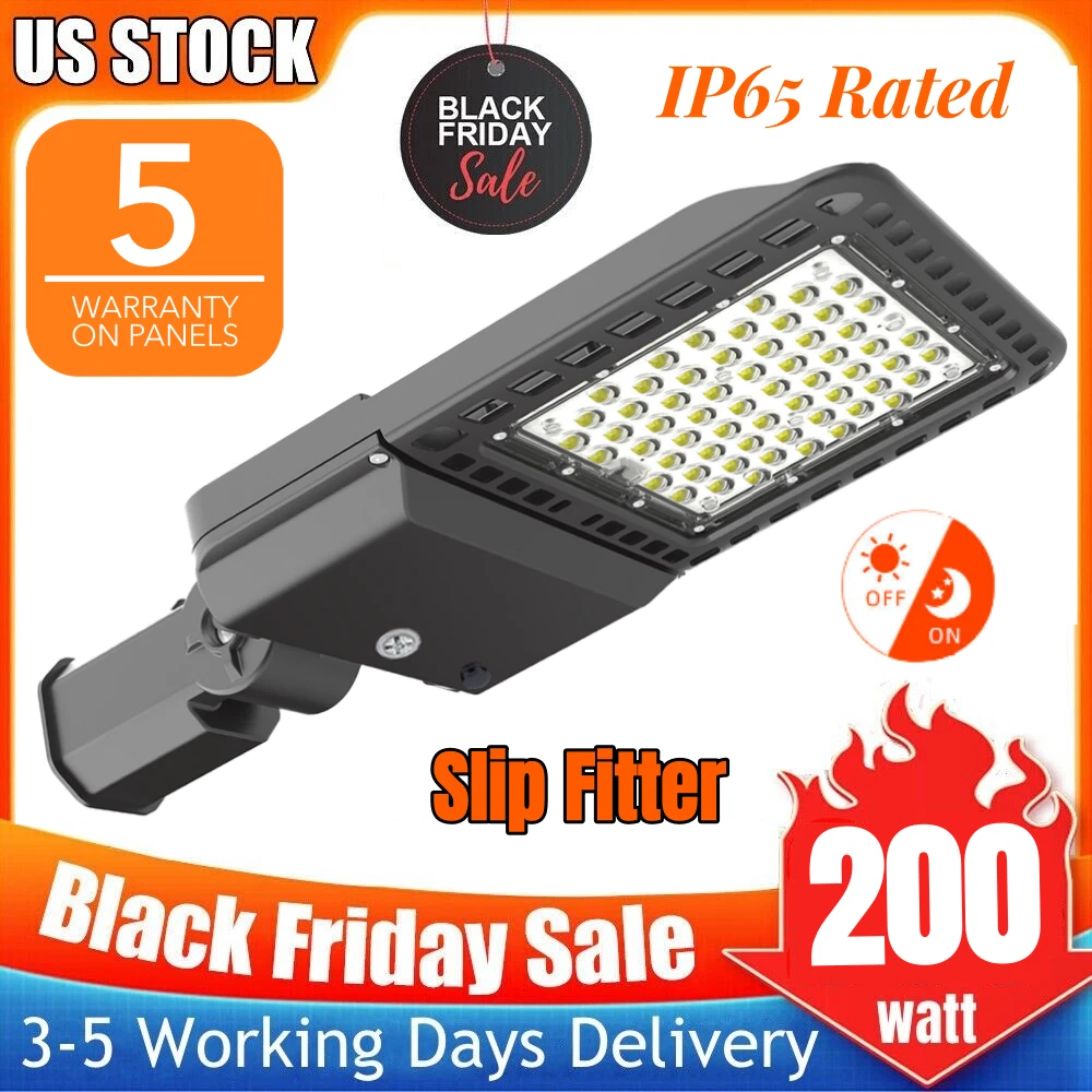 200W LED Parking Lot Light Fixture Shoebox Outdoor Street Area Commercial Light