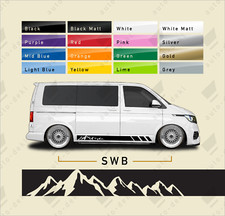Fits VW T5 T6 Transporter SWB - MOUNTAINS Side Stripe Decals Camper Van Stickers