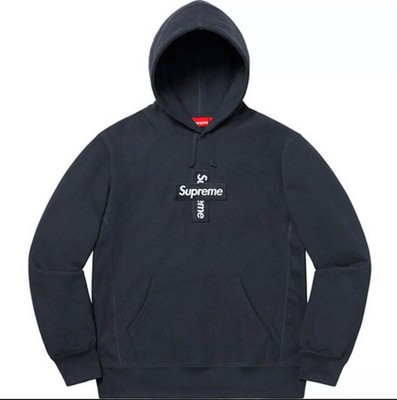Supreme Cross Box Logo Sweatshirt Navy Medium 100% ...