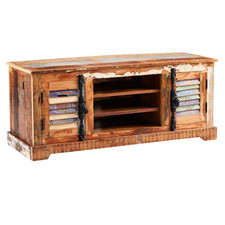 TV Cabinet Solid Reclaimed Wood Brown 125cm W x 52cm H Coastal Rustic Sturdy44kg