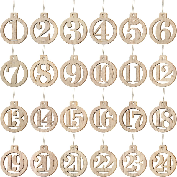 Adventskalender Zum Basteln Zahlen HolzanhäNger Runder Holzziffern Weihnachtsanh-image