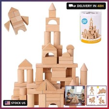 Pidoko Kids Wooden Blocks - 100 Pcs - Building Blocks for Toddlers - Includes St