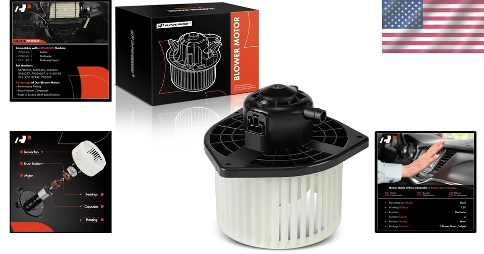 Reliable Direct Fit Heater Blower Motor for Mitsubishi Outlander Sport 2011-2017 - Image 2 of 4