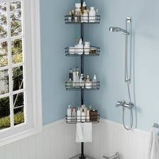 4 Tier Corner Shower Caddy Tension Pole Adjustable Rustproof Bathroom Organizer