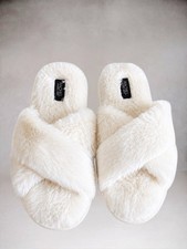 Rachel Rachel Roy Faux-Fur Crossband Slippers Women s Size M 7 8