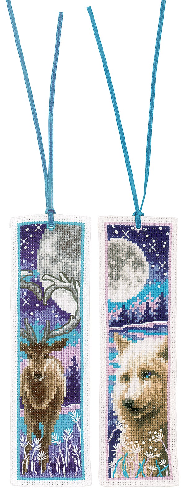 Vervaco Wolf and Deer with Moon Cross Stitch Bookmark Kit - set of 2 designs - Image 3