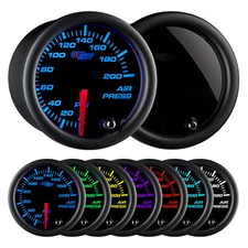 52mm GlowShift Tinted Mechanical Air Pressure PSI Gauge Meter Kit w 7 LED Colors