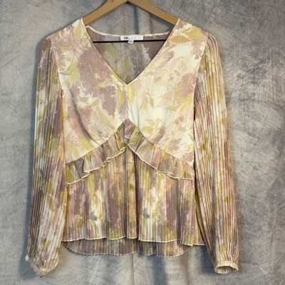 Shabby chic Ruffled Babydoll Top womens Sz S pleated Cottagecore Fairy Grunge