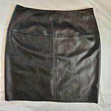 Missguided Womens Black Leather Like Mini Skirt With Zip Up Back Size 8