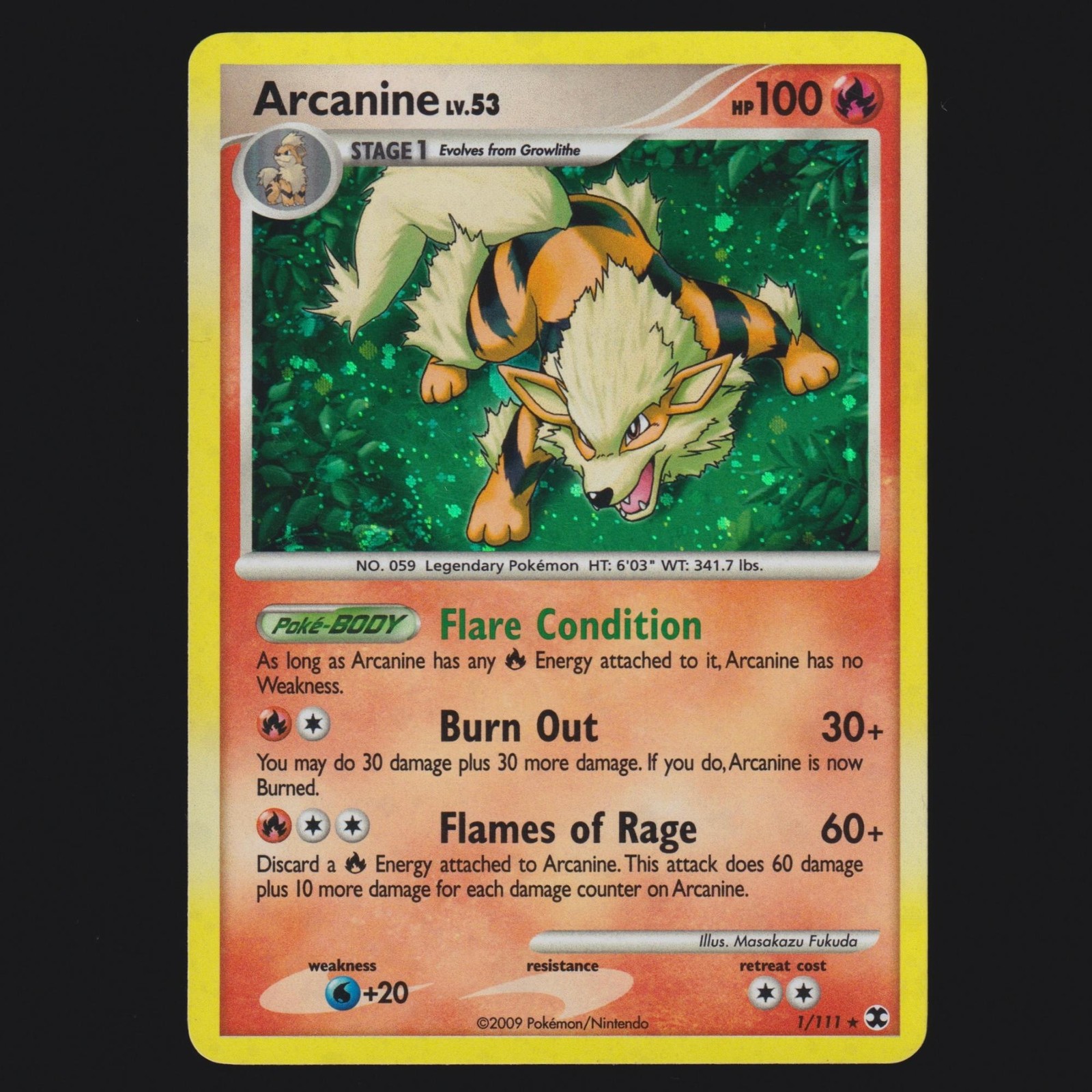 Arcanine 1/111 Rising Rivals Holo Rare Pokemon TCG NM