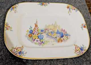 VTG SWINNERTONS 1930's HAMPTON WARE Old England Gardens Pattern SERVING PLATTER