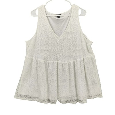 Torrid Women Top Etherial Babydoll Cottagecore Coquette 3X Lace White Sleeveless