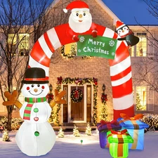 8FT Christmas Inflatables Candy Cane Archway, Santa Penguin and Snowman Inflatab