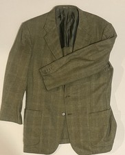 KITON Forest Green Check Relaxed Unstructured 95 Cashmere Silk Sport Coat 43L