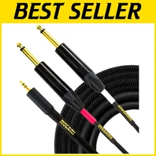 Gold Audio Adapter Cable, 3.5mm TRS to Dual 1/4" TS, 6'