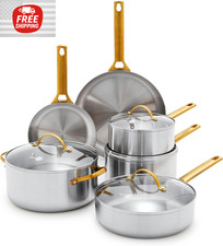 GreenPan Stainless Steel Tri-Ply Reserve 10 Piece Cookware Pots and Pans Set